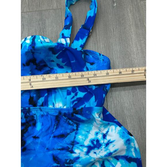 Kim Gravel x Swimsuit For All Womens Blue Tie Dye Padded Tankini Shorts Size 14 - Picture 8 of 9